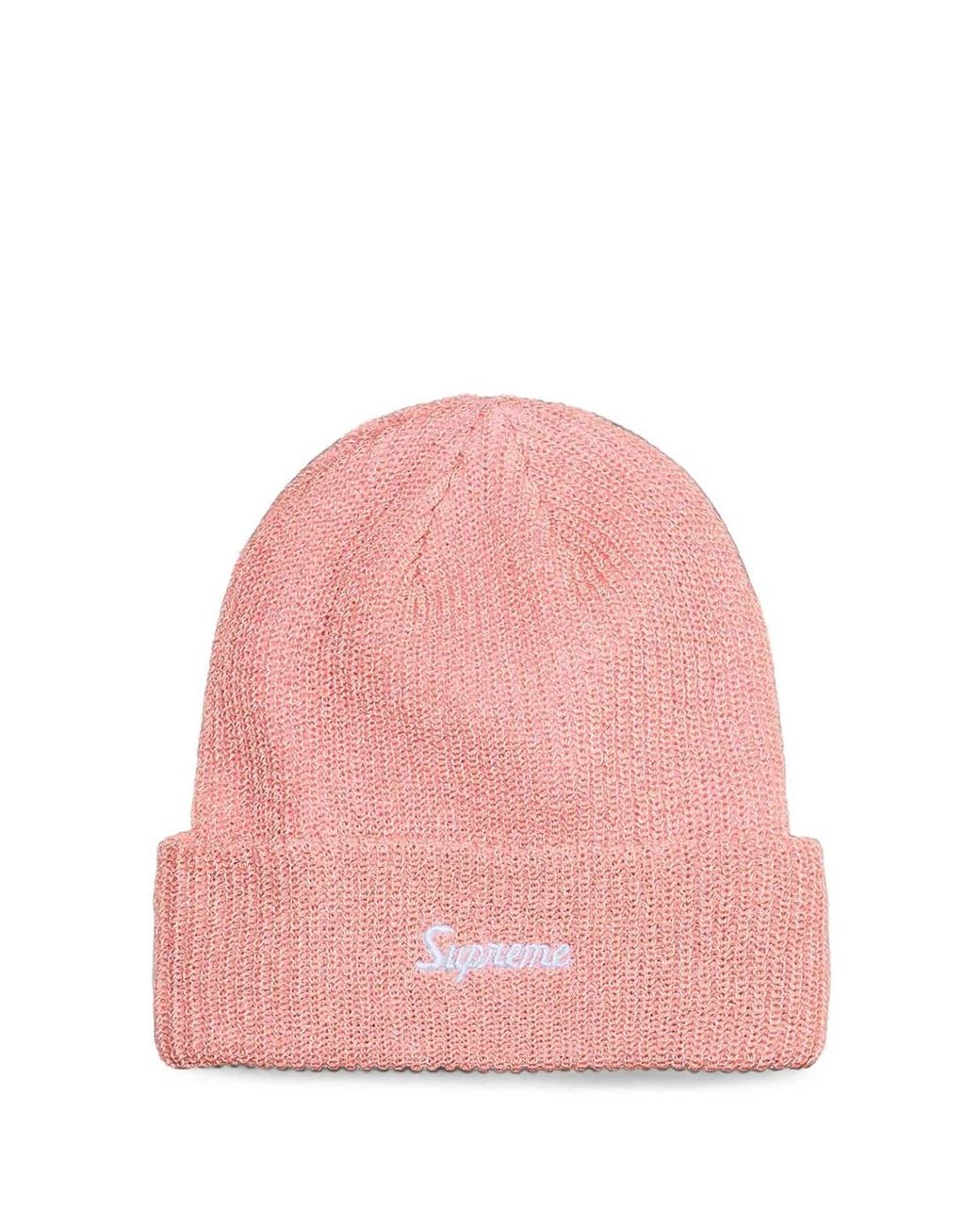 Supreme Pink Loose-Gauge Beanie Hat for men