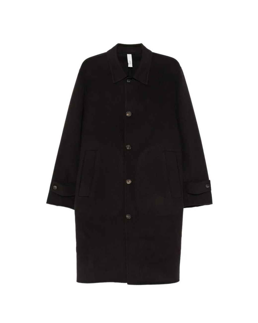 Hevò Black Button-Fastening Cuff-Tab Coat for men