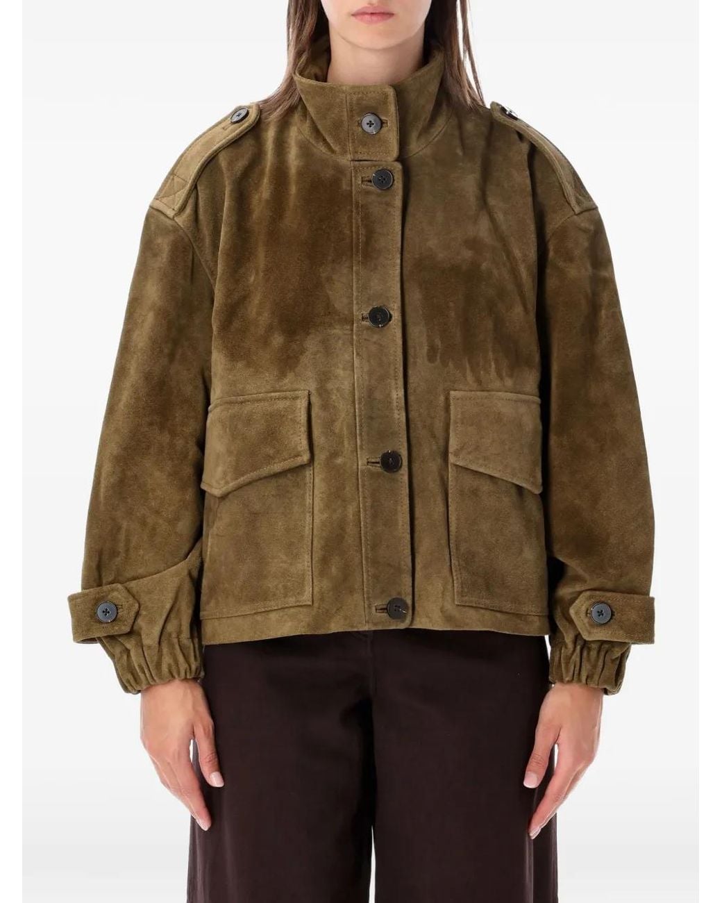 Sessun Brown Aland Button-Up Suede Jacket