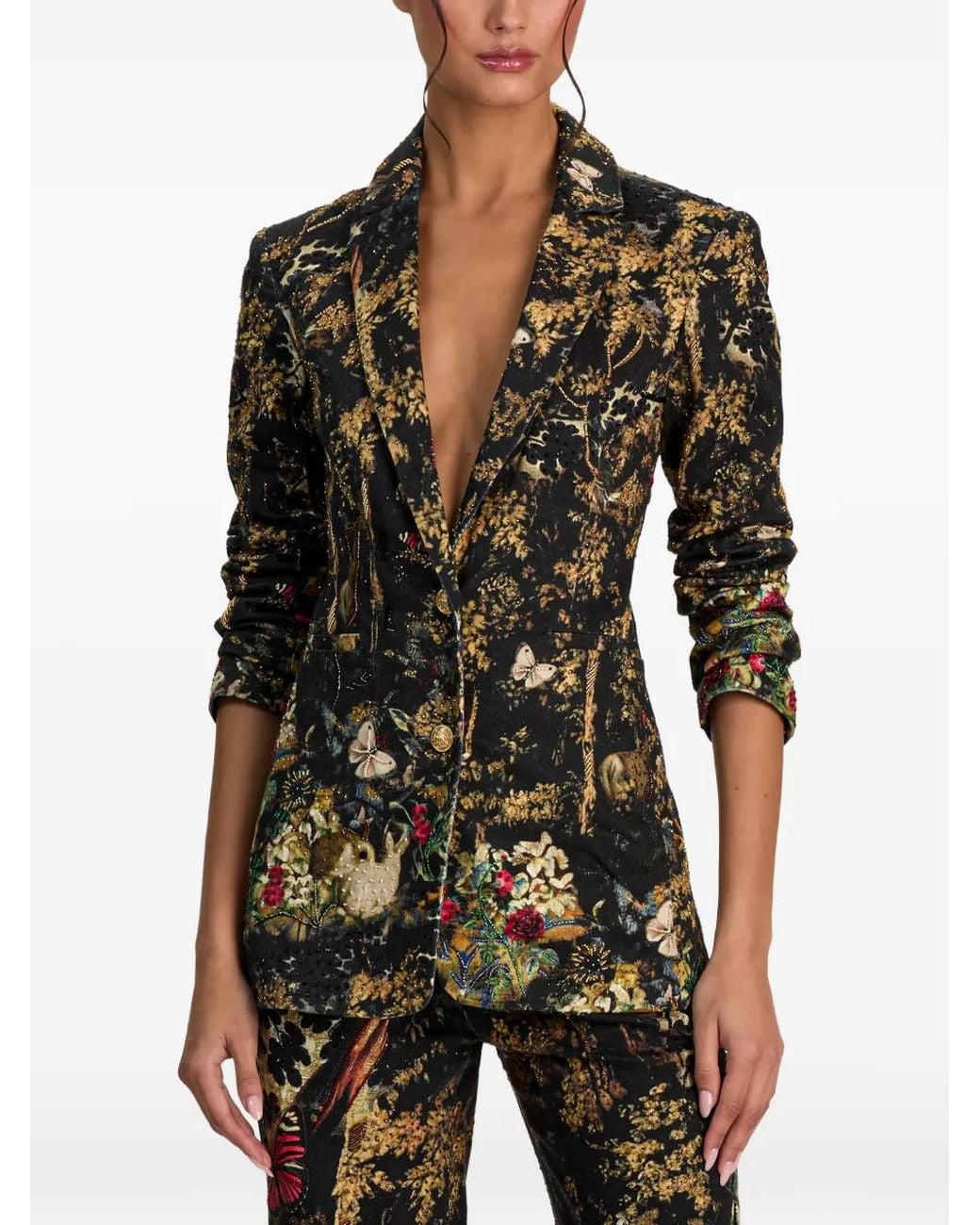 Alice + Olivia Black Breann Embroidered Blazer