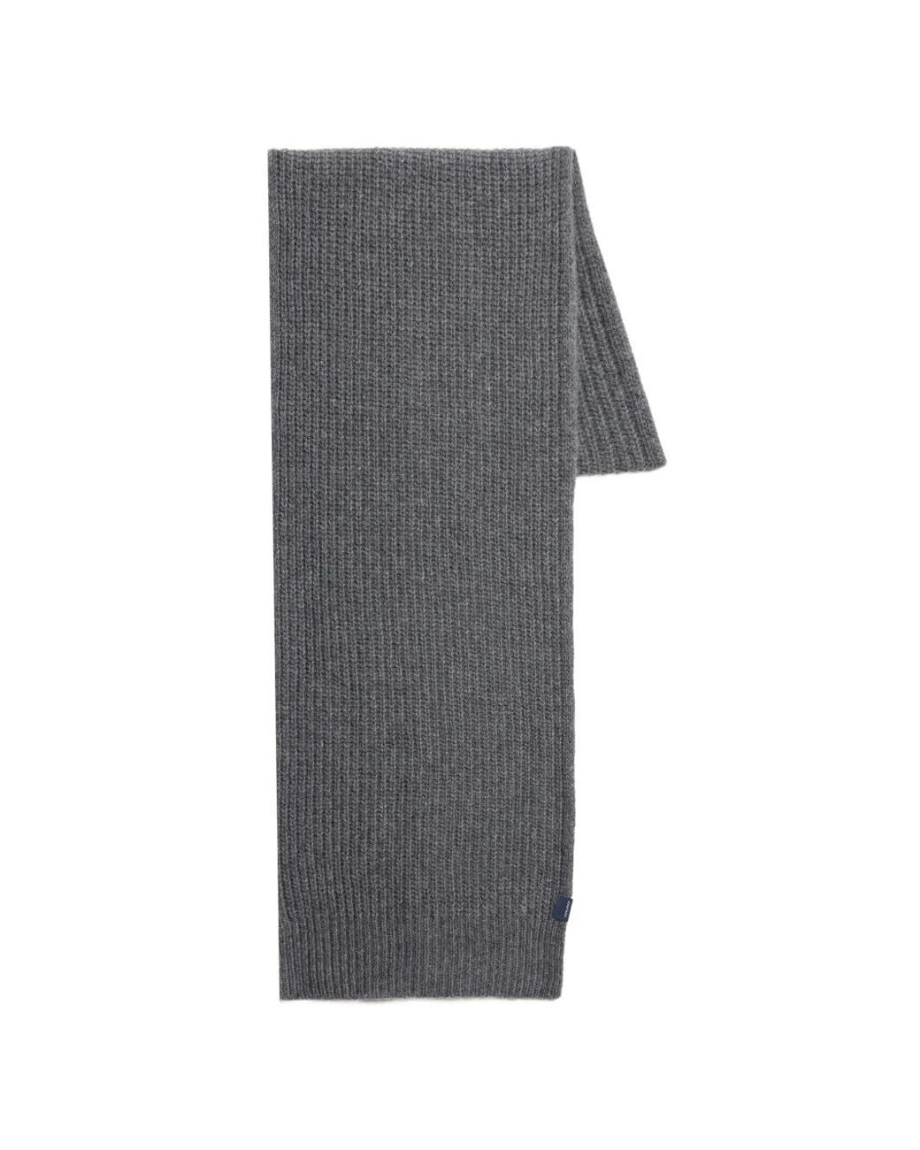 Woolrich Gray Ribbed-Knit Scarf for men