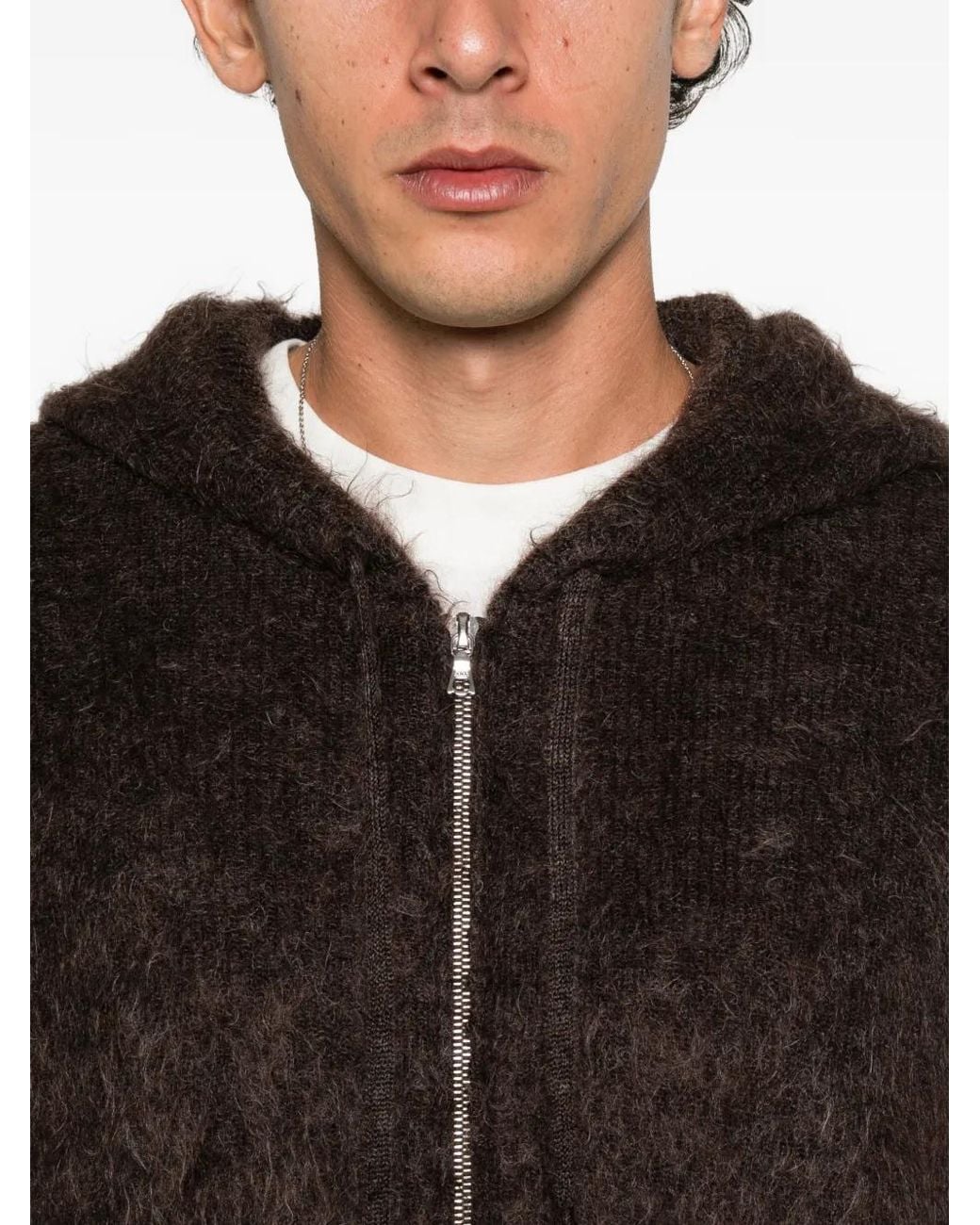 Ssstein Brown Brushed-Knit Cardigan for men