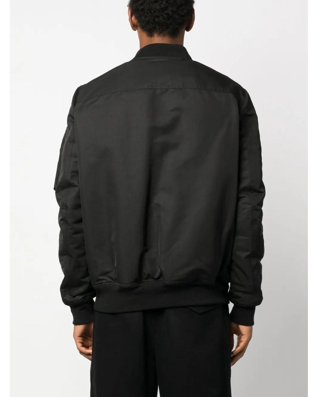 Rick Owens Black Baseball-Collar Wool Bomber Jacket for men