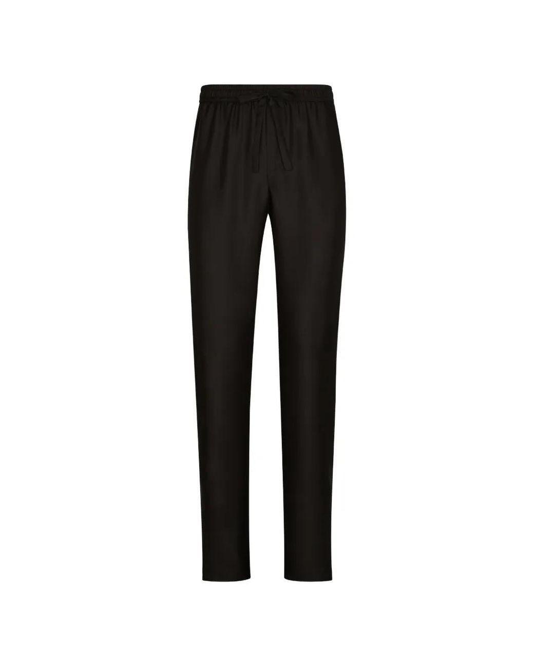 Dolce & Gabbana Black Silk Jogging Pants With Dg Embroidered Patch for men
