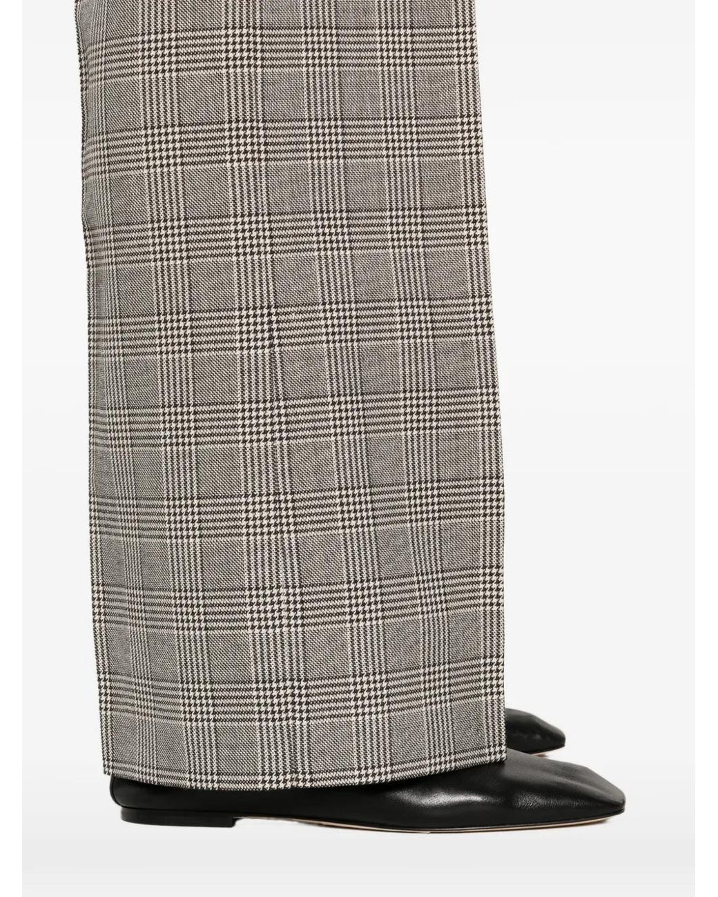 A.M.G Gray Checked-Pattern Pleated Trousers
