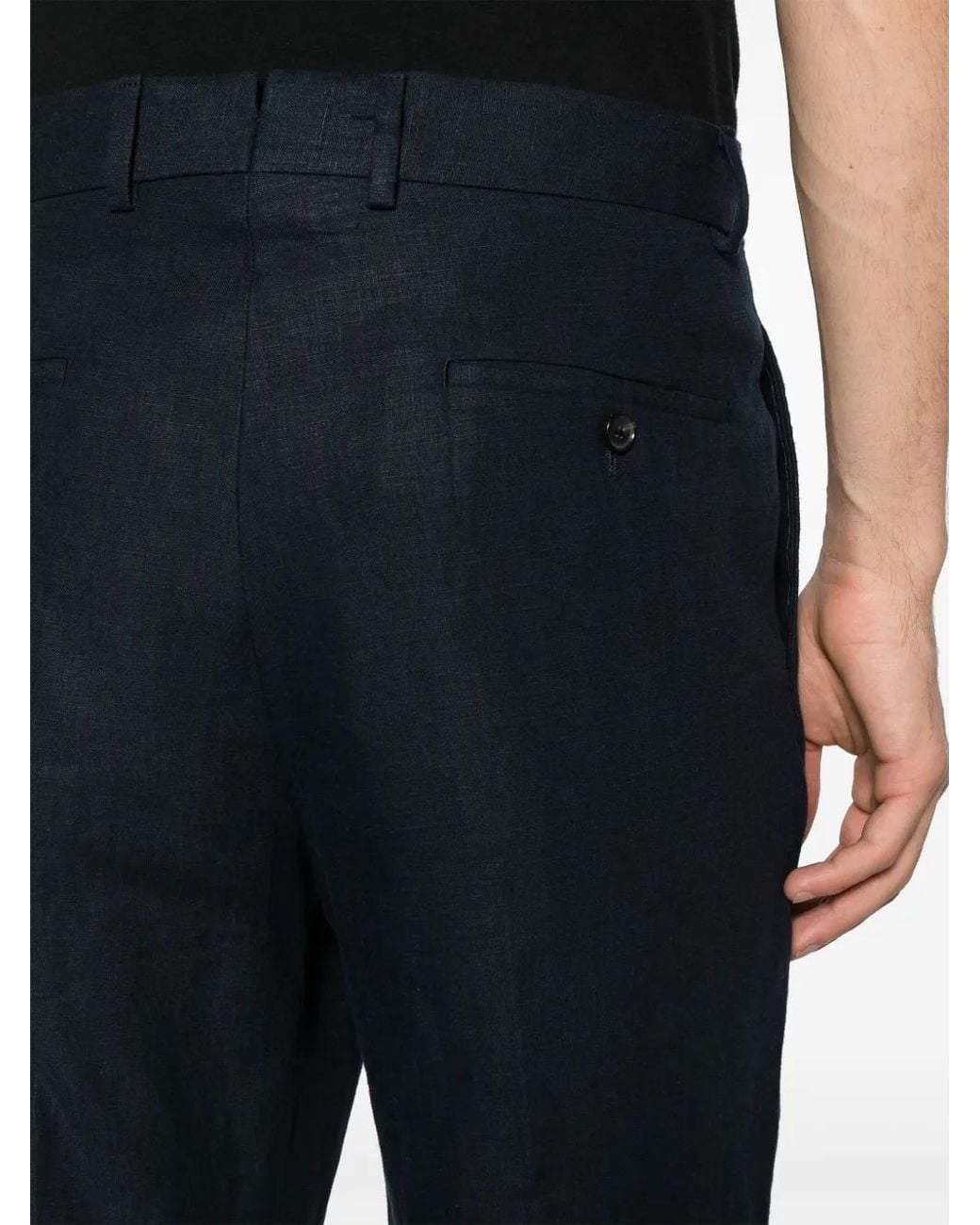 Caruso Blue Armide Linen Trousers for men