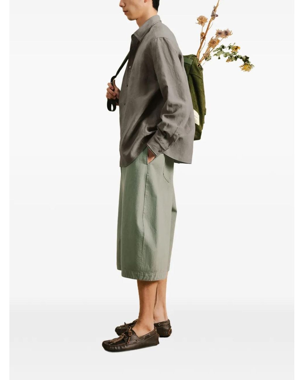 CROQUIS Green Curved-Leg Cropped Jeans for men