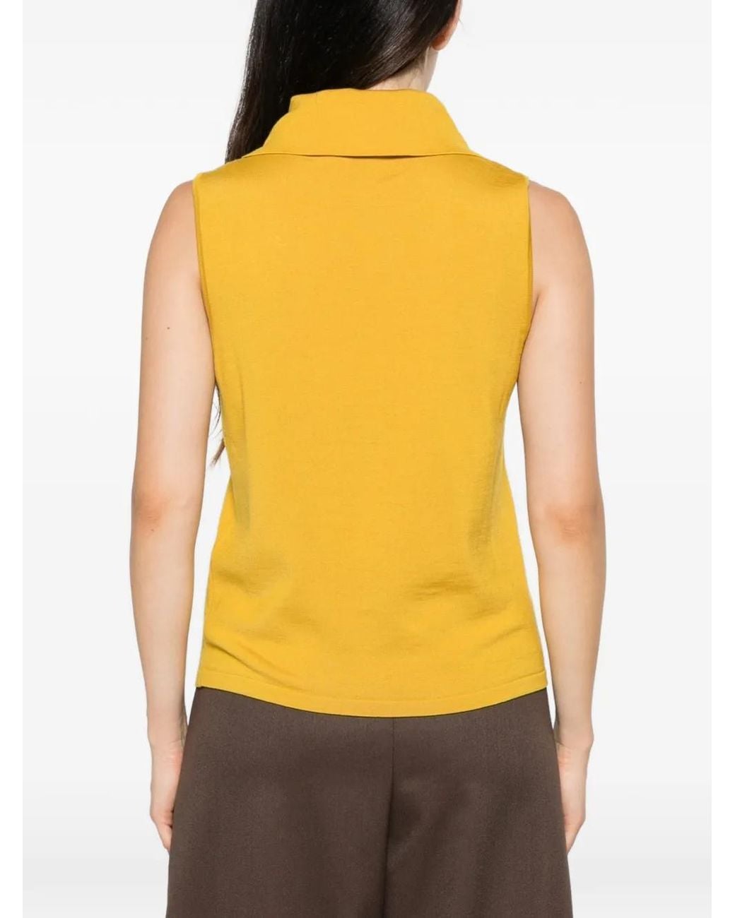 Liviana Conti Yellow Cowl-Neck Sleeveless Sweater