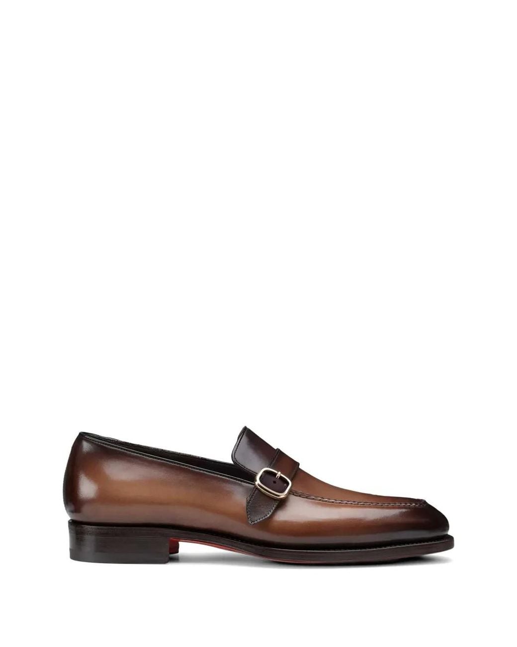 Santoni Brown Buckle-Fastening Leather Loafers for men