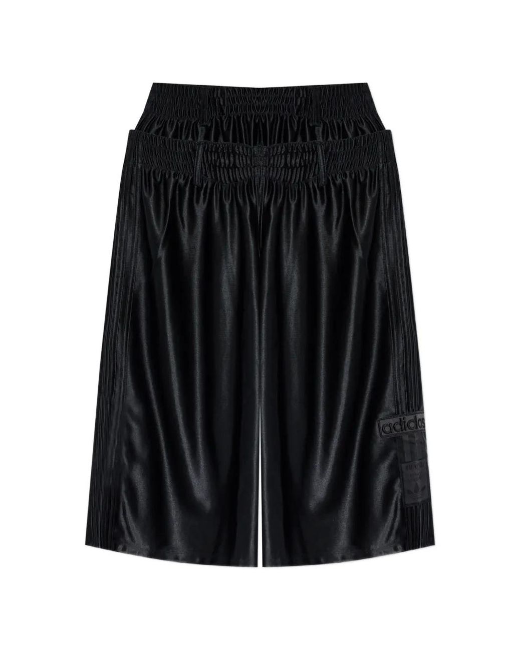 Adidas Black Logo-Patch Satin-Finish Shorts