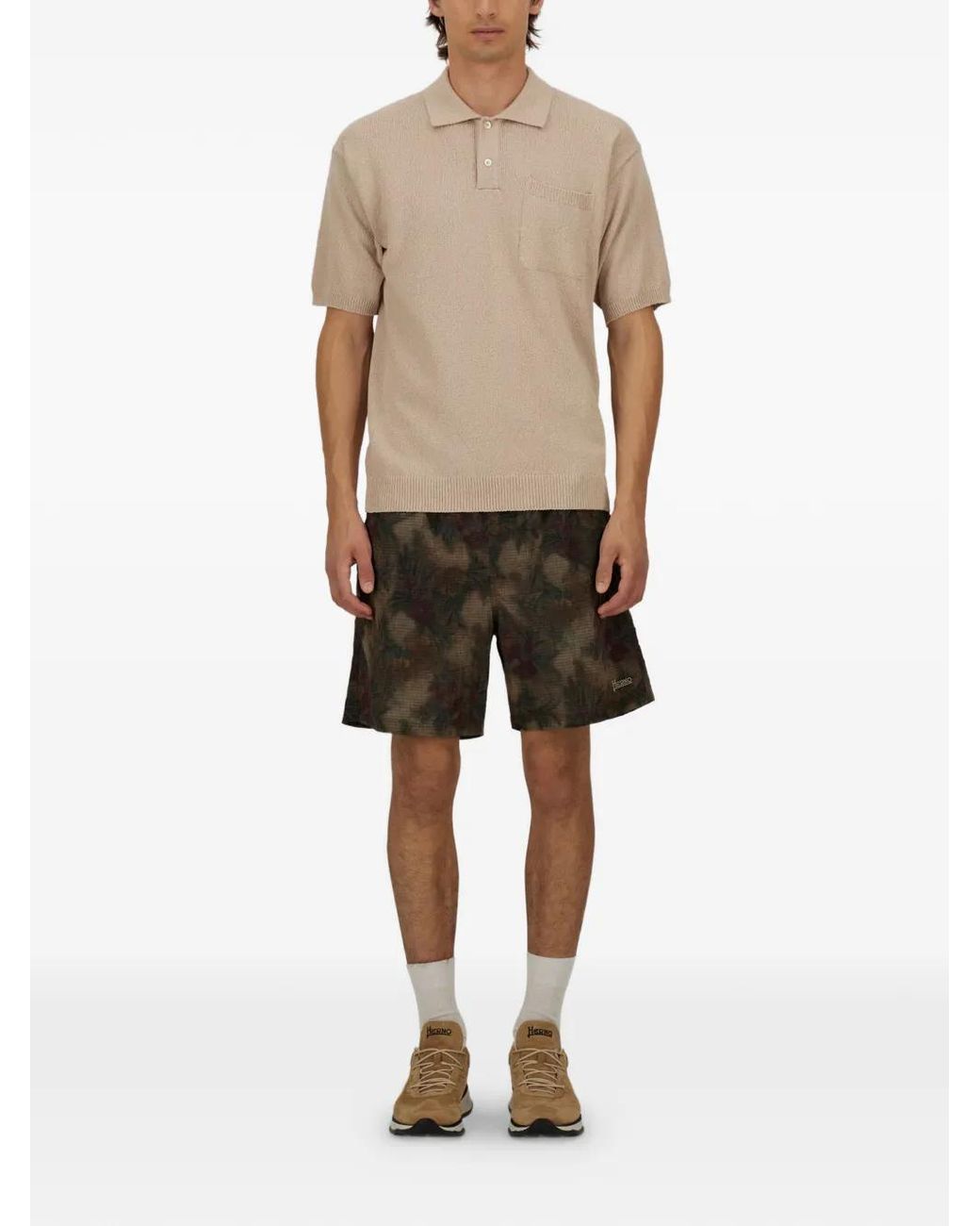 Herno Gray Floral-Print Swim Shorts for men