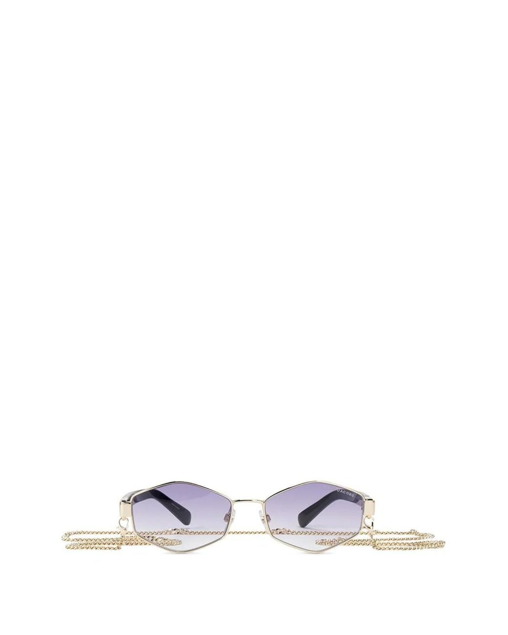 Marc Jacobs White Geometric-Frame Chain-Link Sunglasses