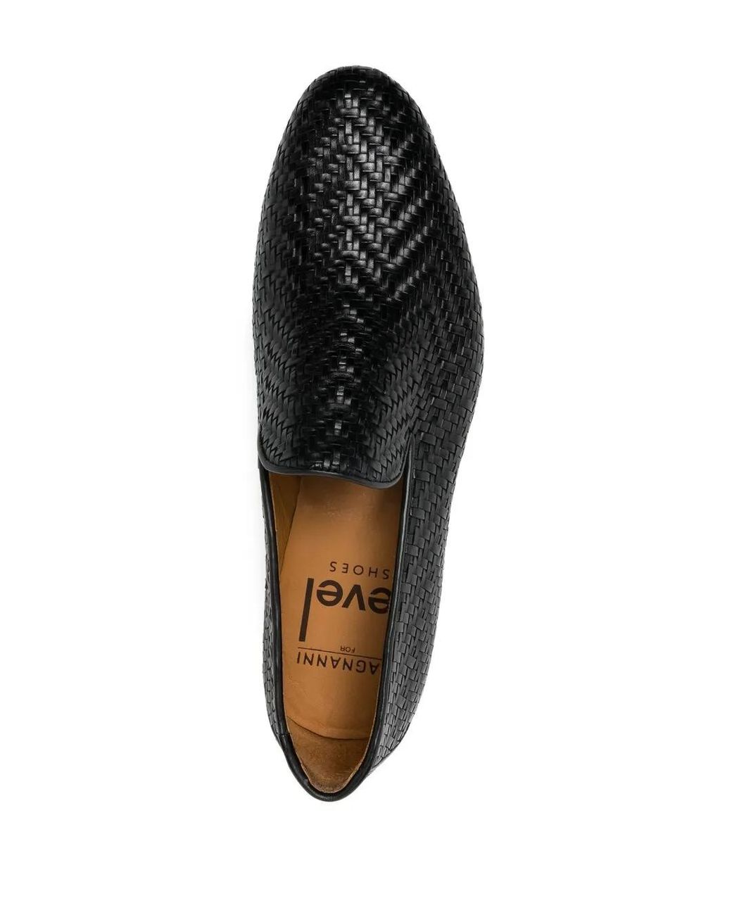 Magnanni Shoes Black Interwoven Leather Loafers for men