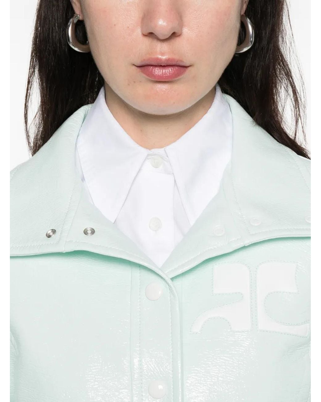 Courreges Reedition Vinyl Jack Met Kraag Met Knopen in het White