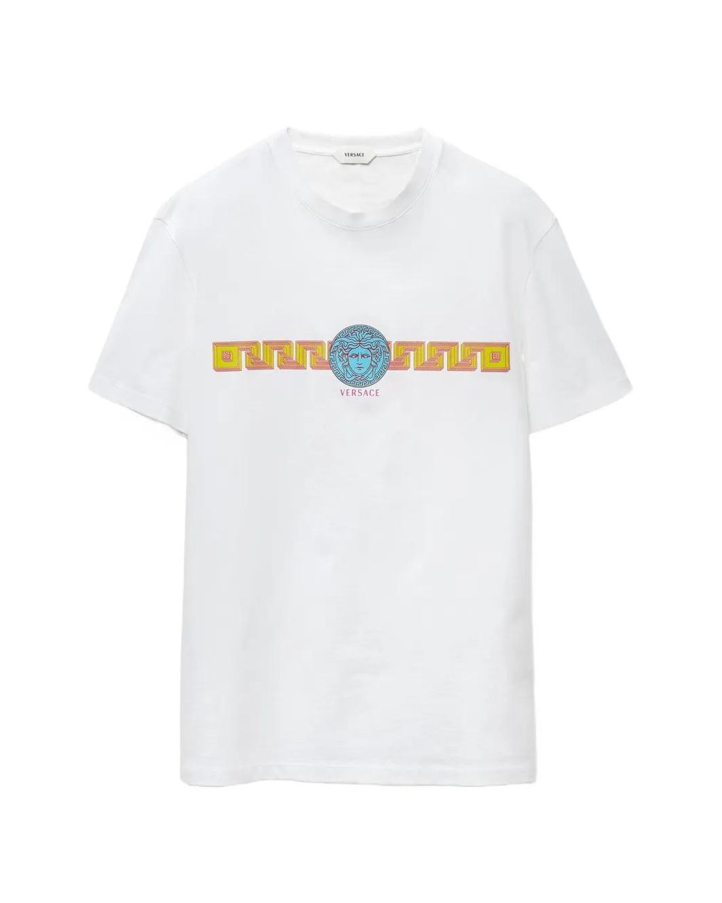 Versace White T-Shirt Imprimé Slim En Jersey De Coton for men