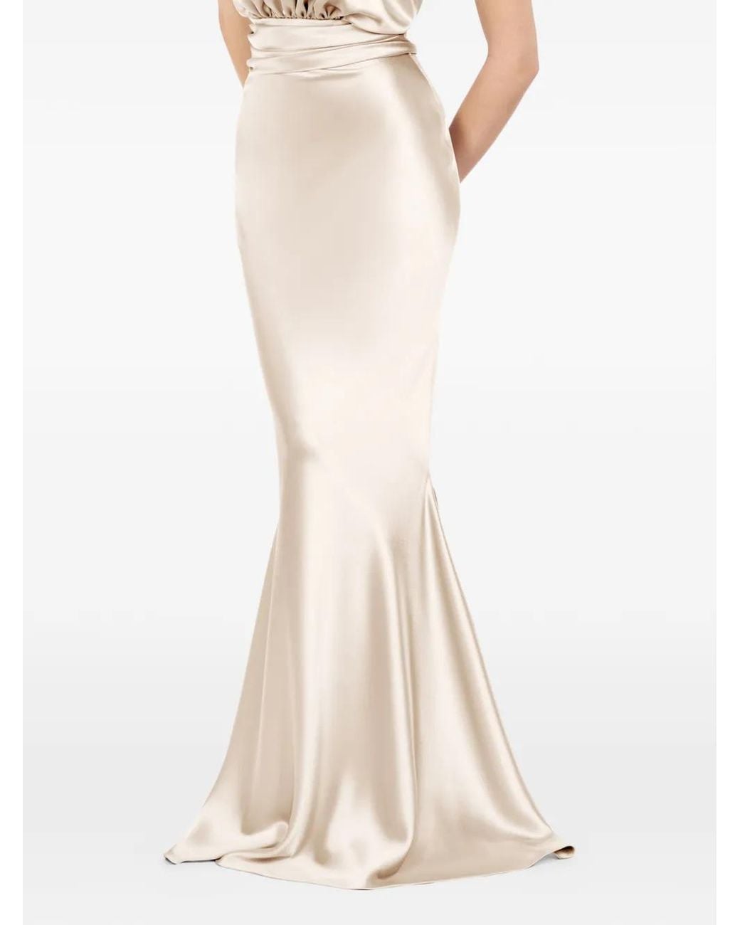 ALEXIA & ANTONIA White Bias-Cut Maxi Skirt