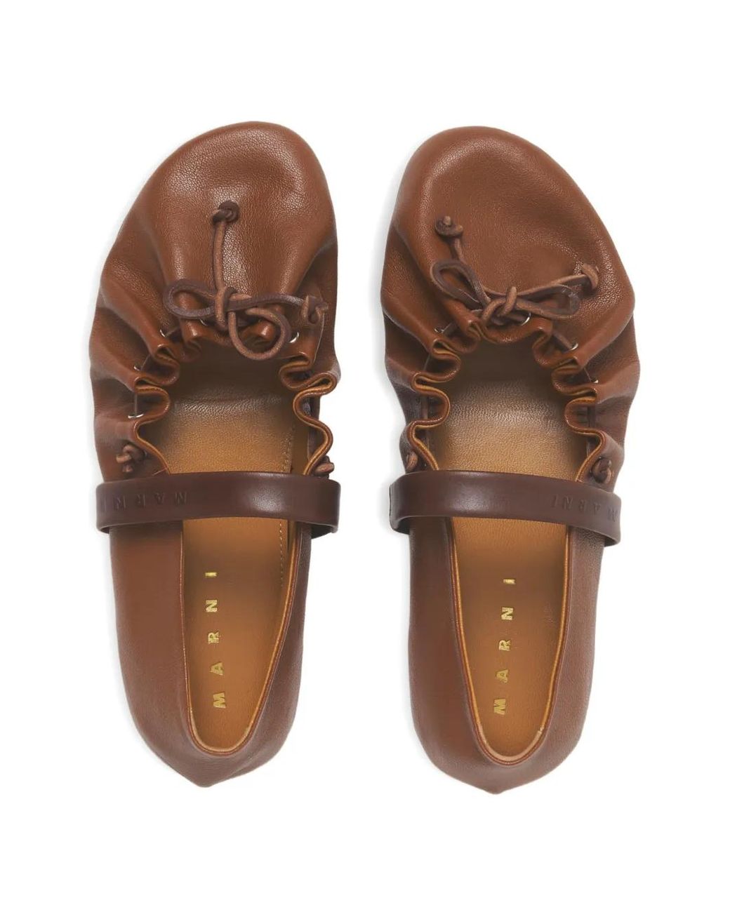 Marni Brown Leather Mary Jane Soft Ballerinas