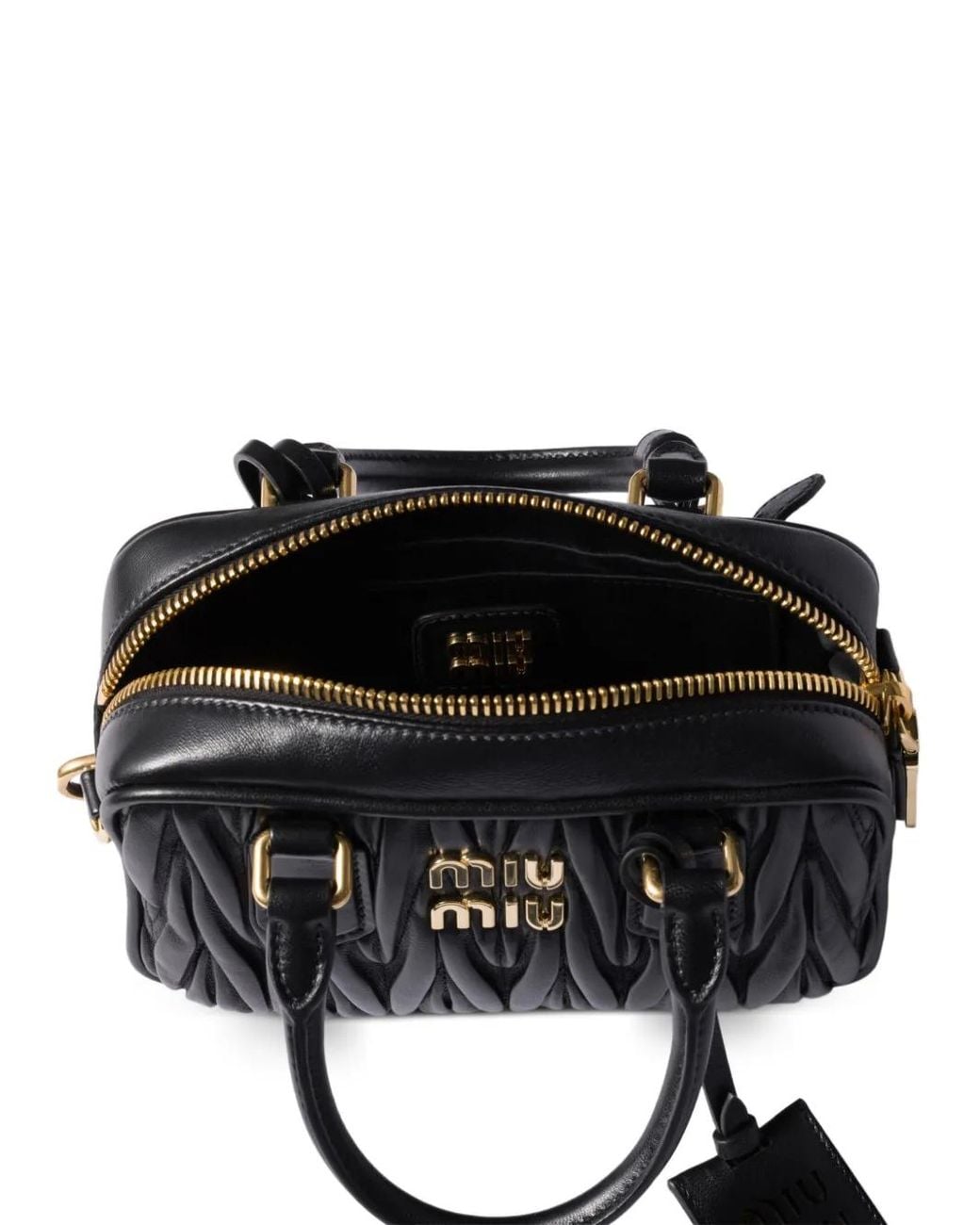 Miu Miu Black Arcadie Matelassé Nappa Leather Bag