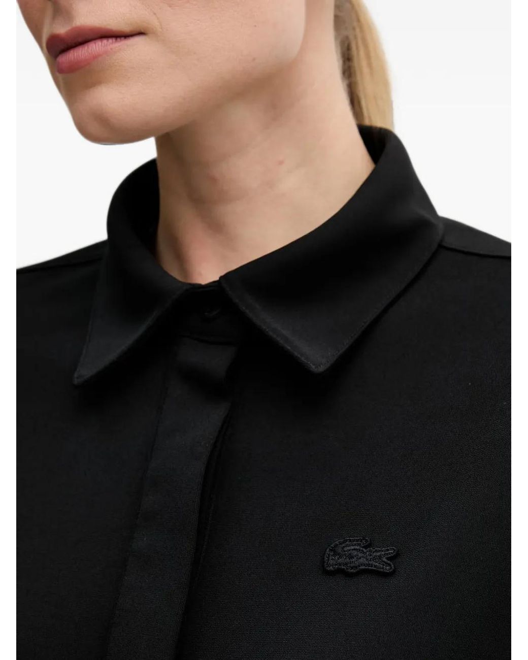 Lacoste Black Logo-Patch Long-Sleeve Shirt