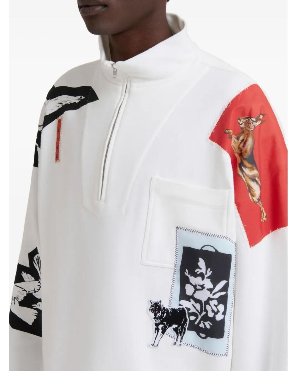 Marni White Graphic-Print Pullover for men