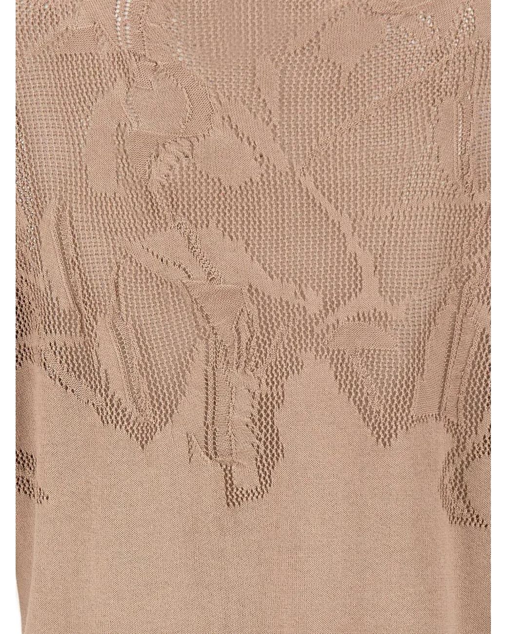Kangra Natural Openwork Three-Quarter Sleeve Top