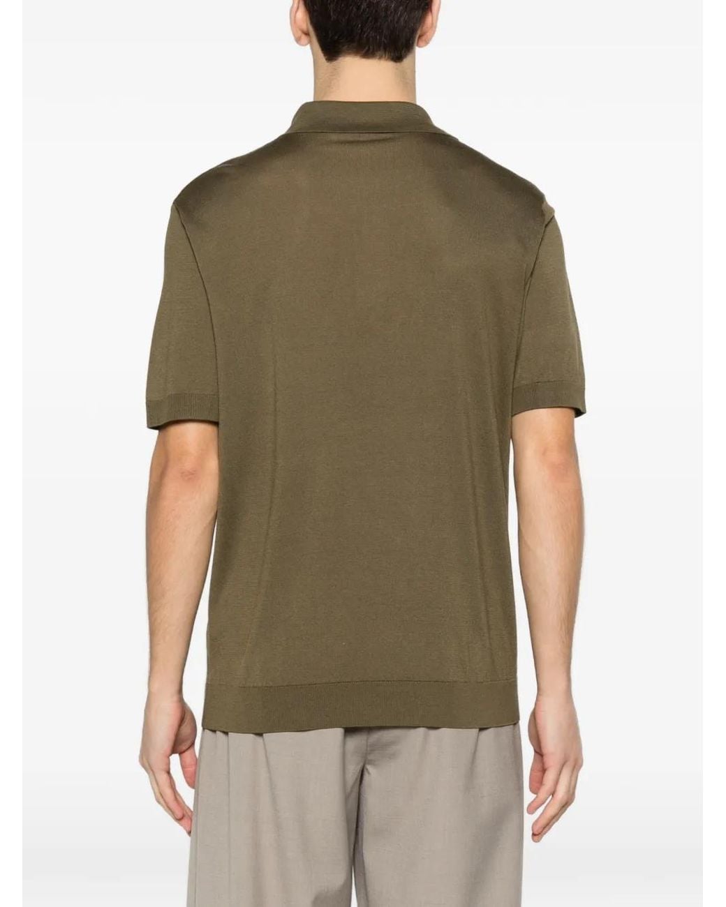 Kiton Green Polo Boutonné À Poche Poitrine for men