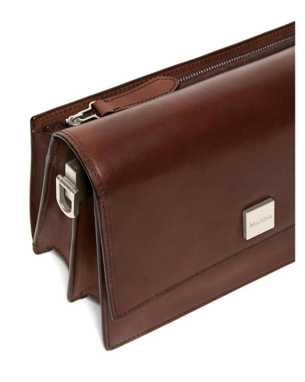 Max Mara Brown Small Biancaroughs Leather Shoulder Bag