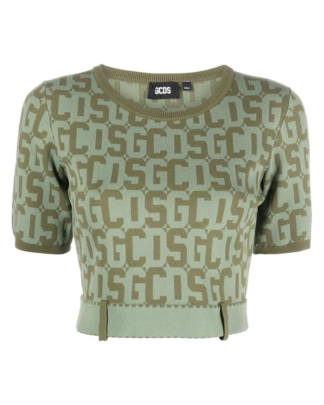 Gcds Green Matilda Monogram Cropped Top