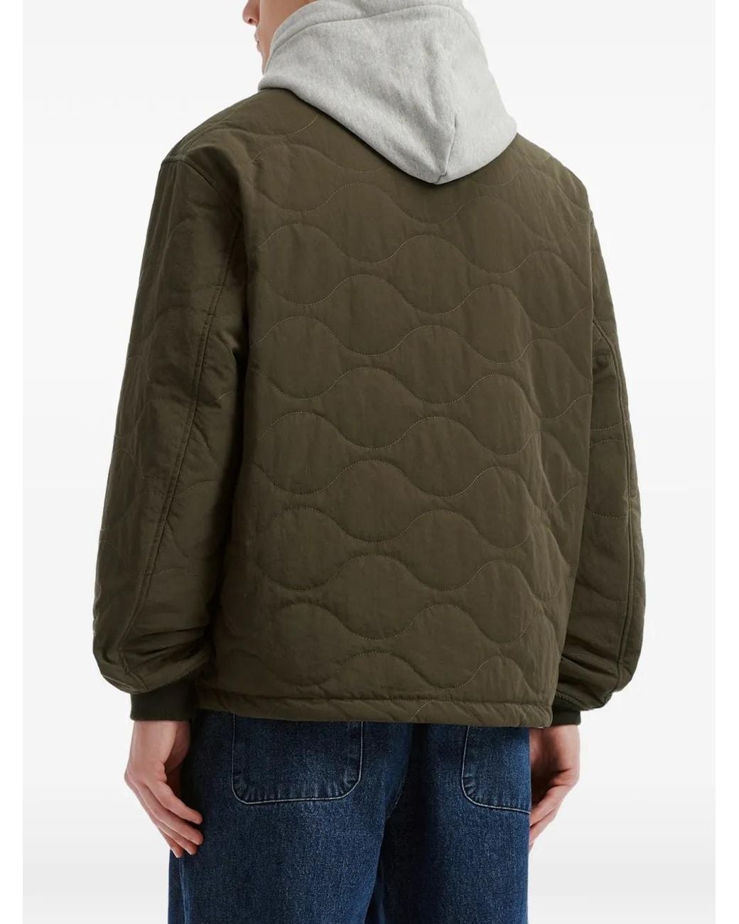 Chocoolate Green Quilted Hooded Jacket for men