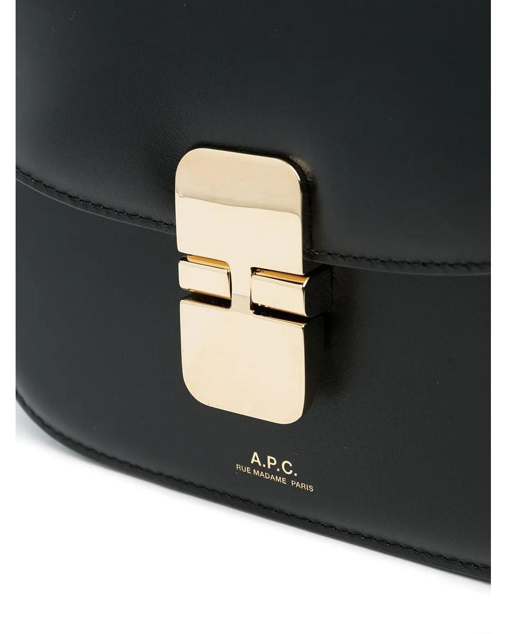 A.P.C. Black Smooth Leather Flap Crossbody Handbag For