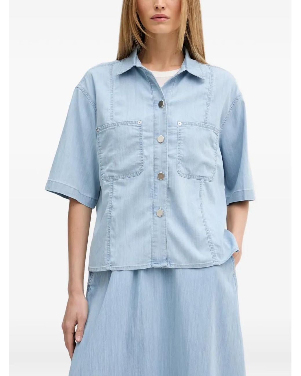 MARC AUREL Blue Button-Up Short-Sleeve Shirt