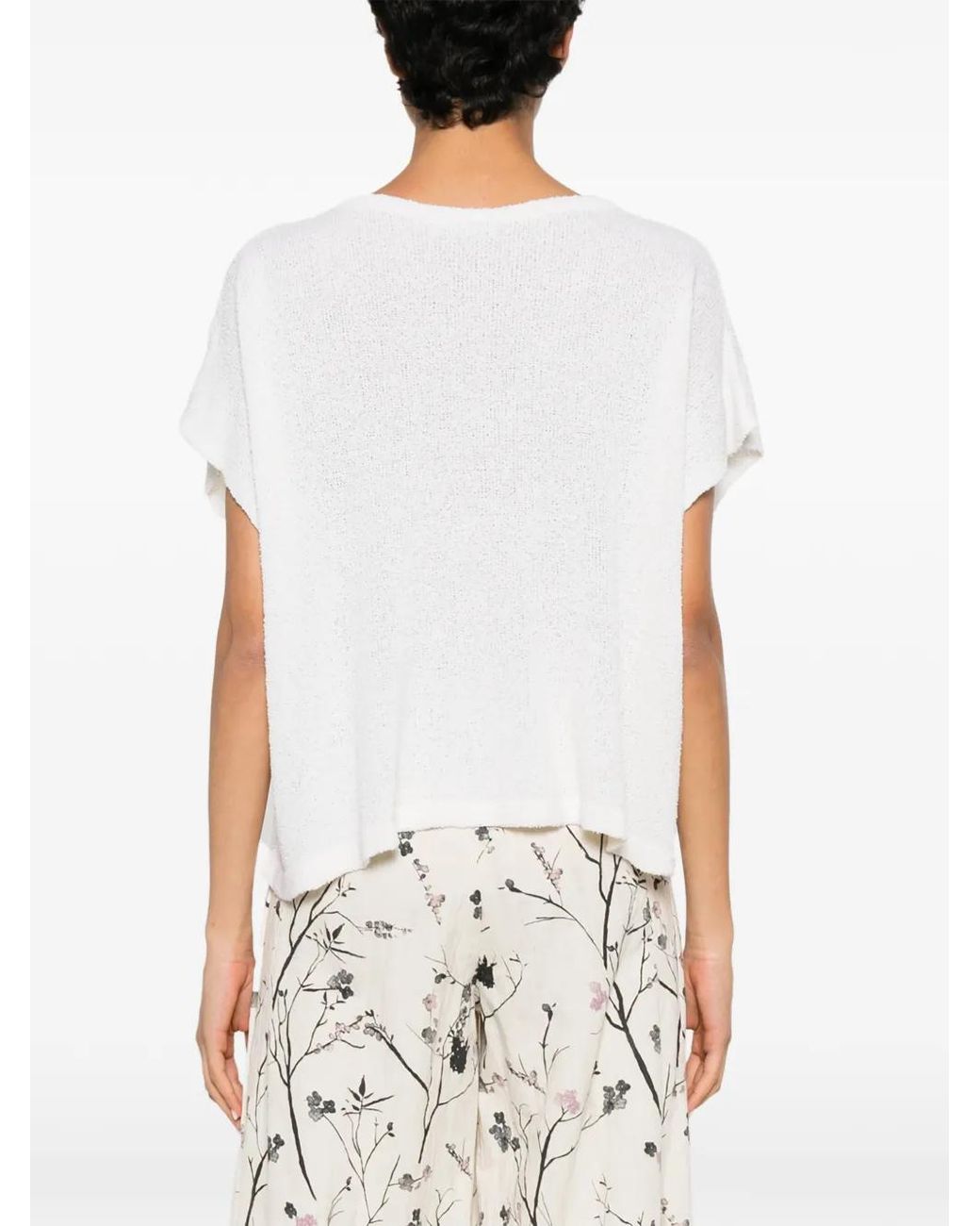 Fedeli White V-Neck Short-Sleeve Sweater