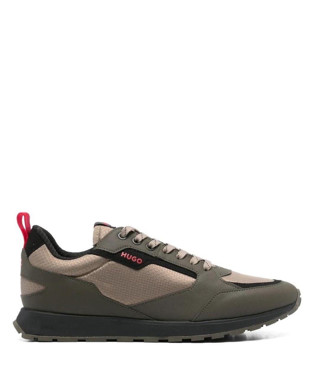 HUGO Brown Ripstop-Panelling Sneakers for men