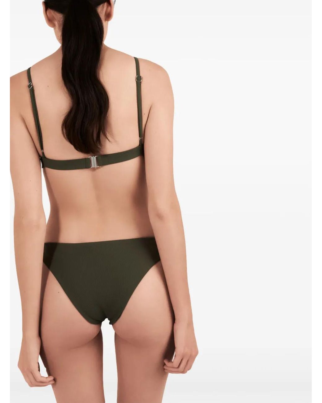 Prada Green Ribbed Knit Bralette Bikini Top