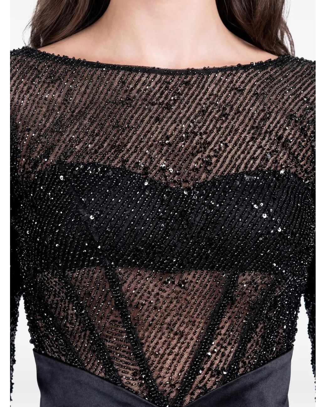 Gatti Nolli by Marwan Black Embroidered Mermaid Dress