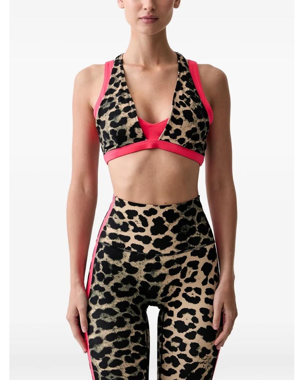 P.E Nation Unity Leopard-Print Layered Sports Bra