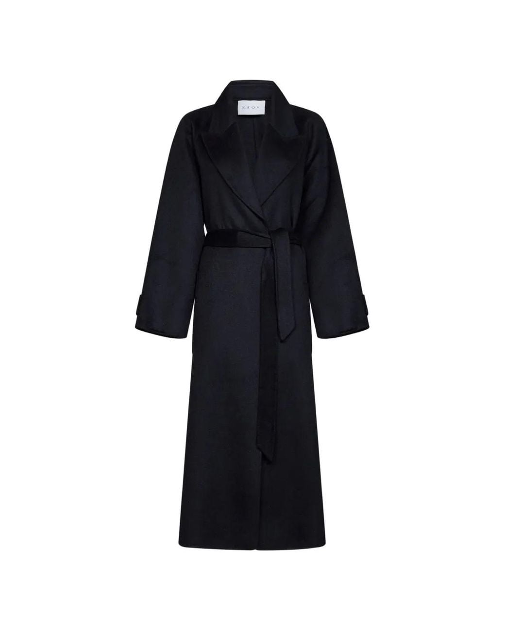 Kaos Black Belted Long-Sleeve Wrap Coat