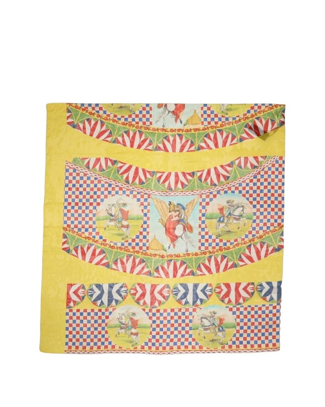 Dolce & Gabbana Yellow Carretto-Print Silk Scarf