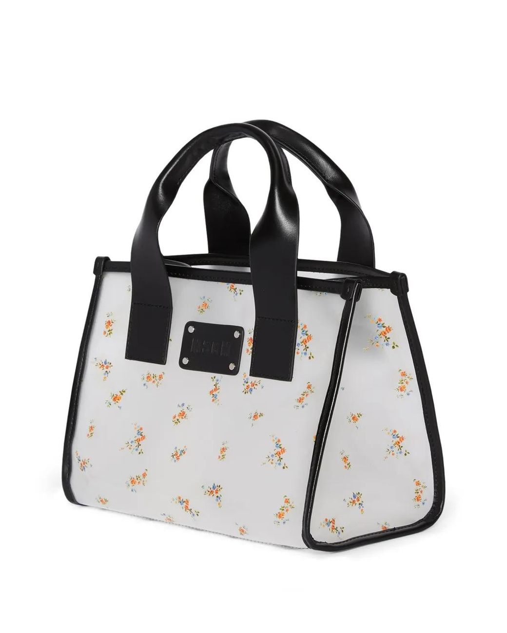 MSGM Black Floral Handle Tote Bag