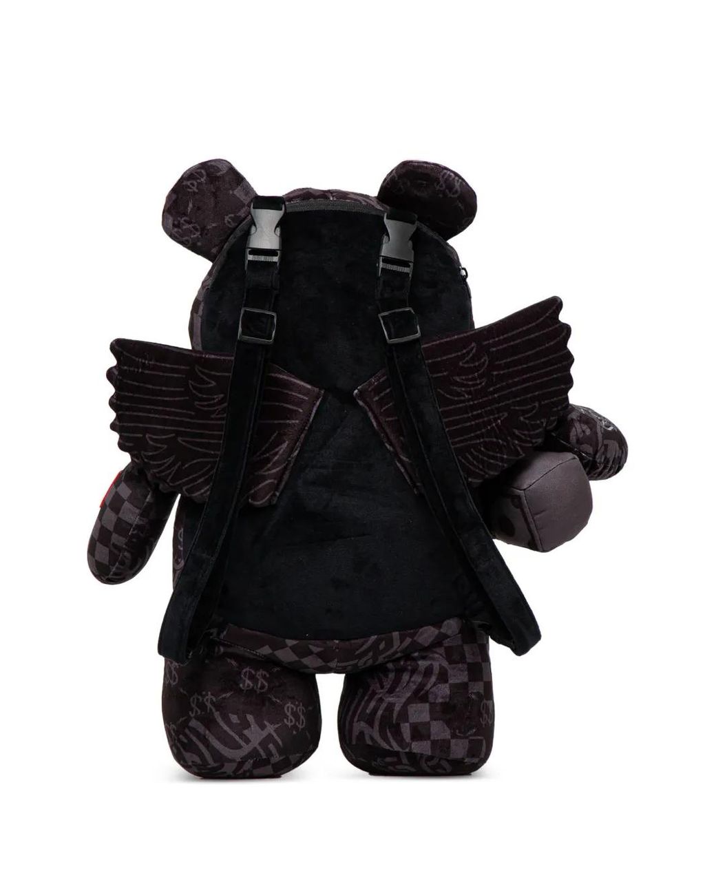 Sprayground Black Large 4Am Money Wing Bear Check-Pattern Backpack