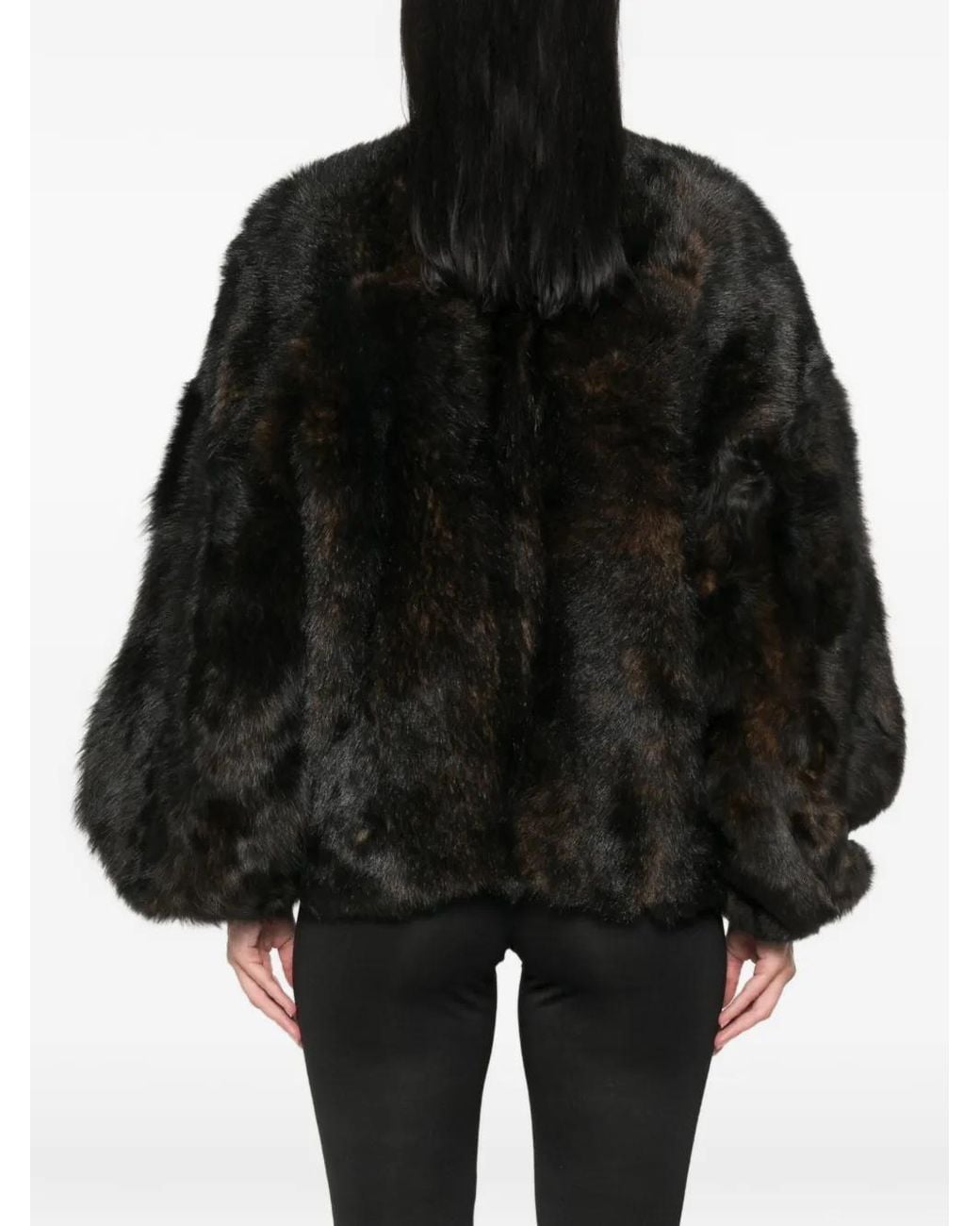 Frankie Shop Black Fur Bomber Jacket