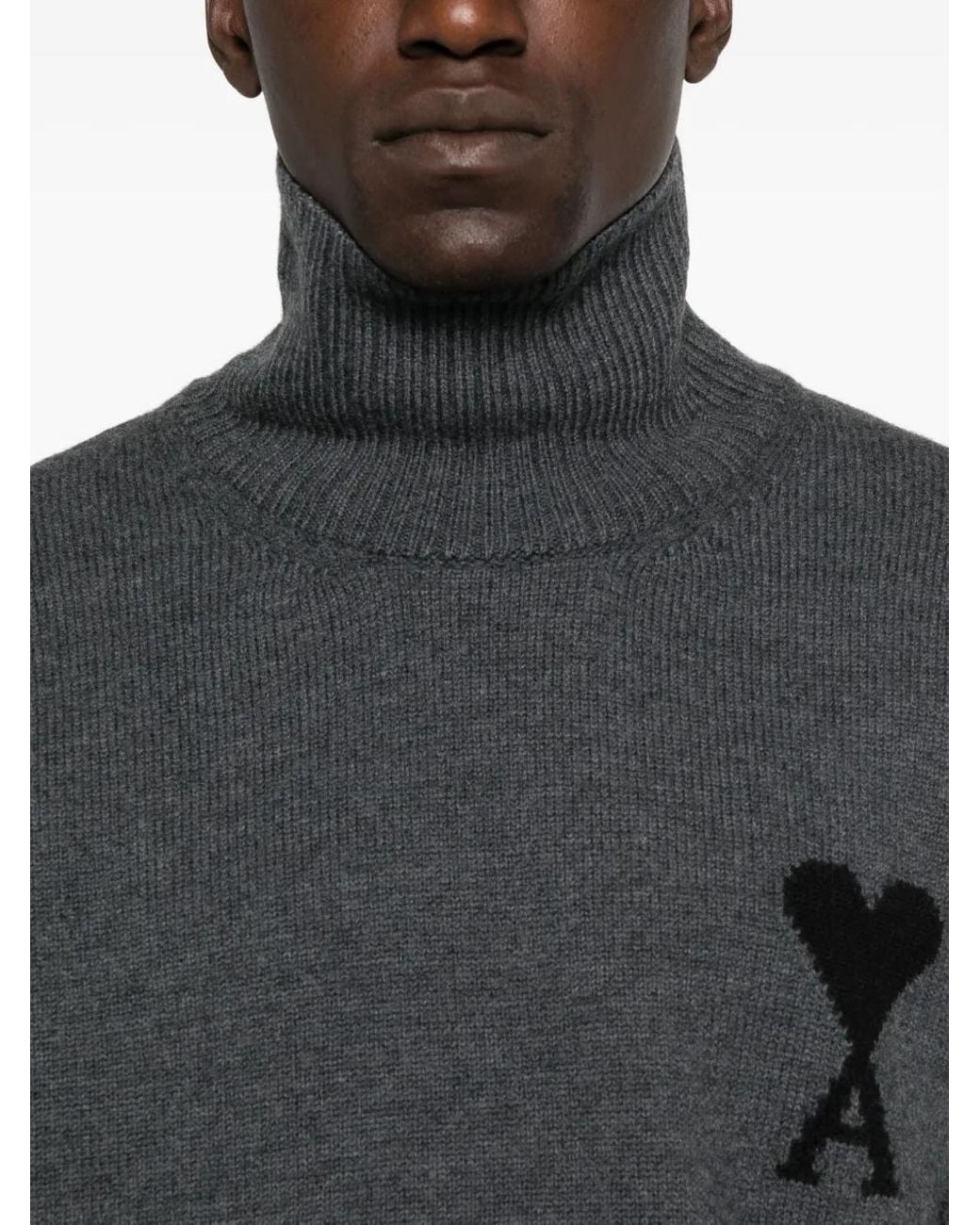 AMI Coltrui Met Intarsia Logo in het Black voor heren