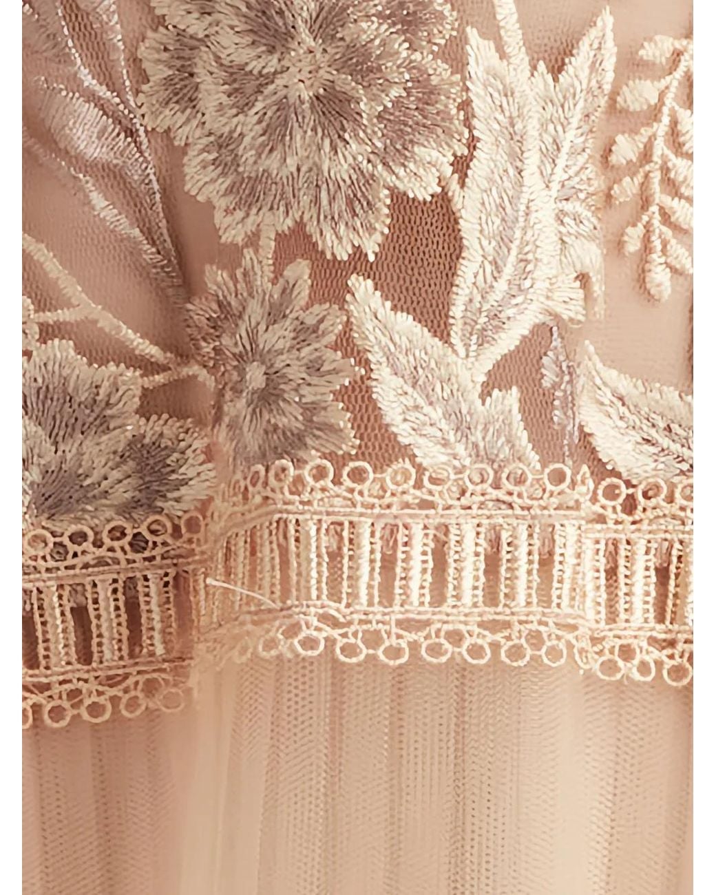 Tadashi Shoji Natural Tamsin Floral-Embroidered Tiered Midi Dress