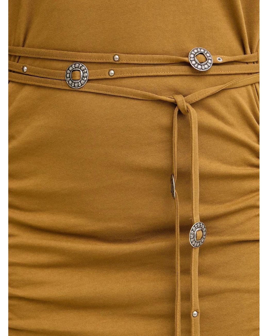 Pinko Yellow Anguillara Short Dress With Belt