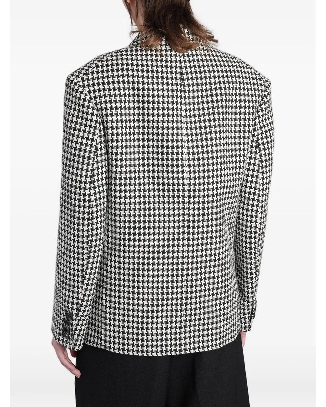 Junya Watanabe Gray Houndstooth-Pattern Double-Breasted Jacket