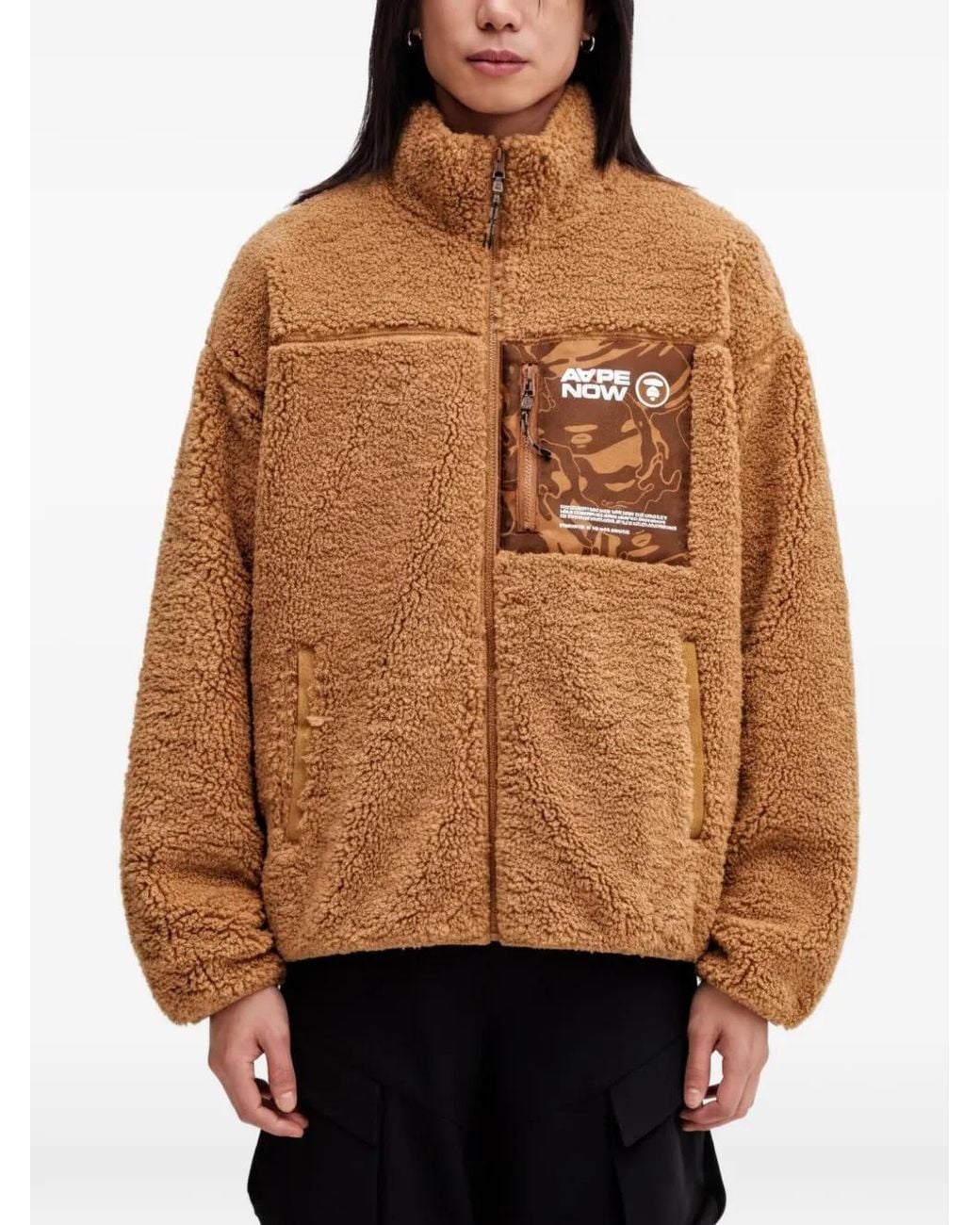 Aape By A Bathing Ape Brown Zip-Up Fleece Sweatshirt for men