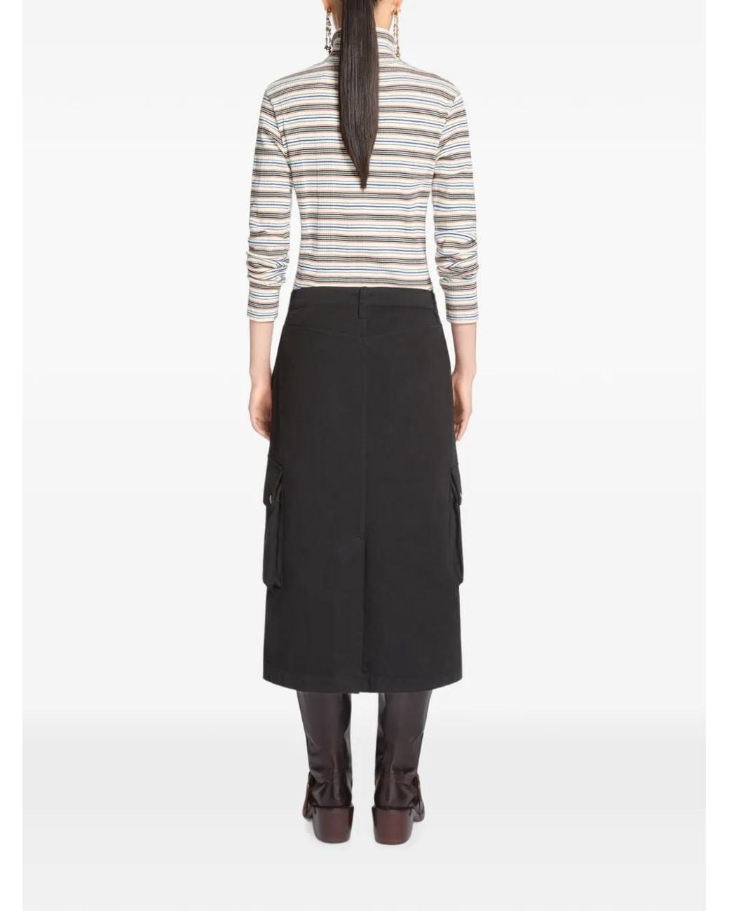 Dries Van Noten Black Overdyed Cargo Skirt