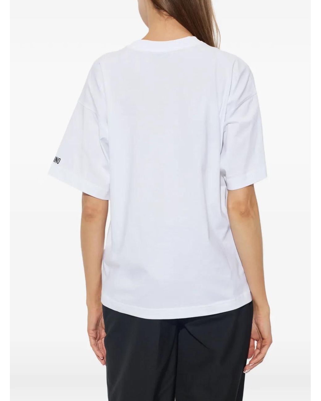 Moschino White Slogan-Print T-Shirt