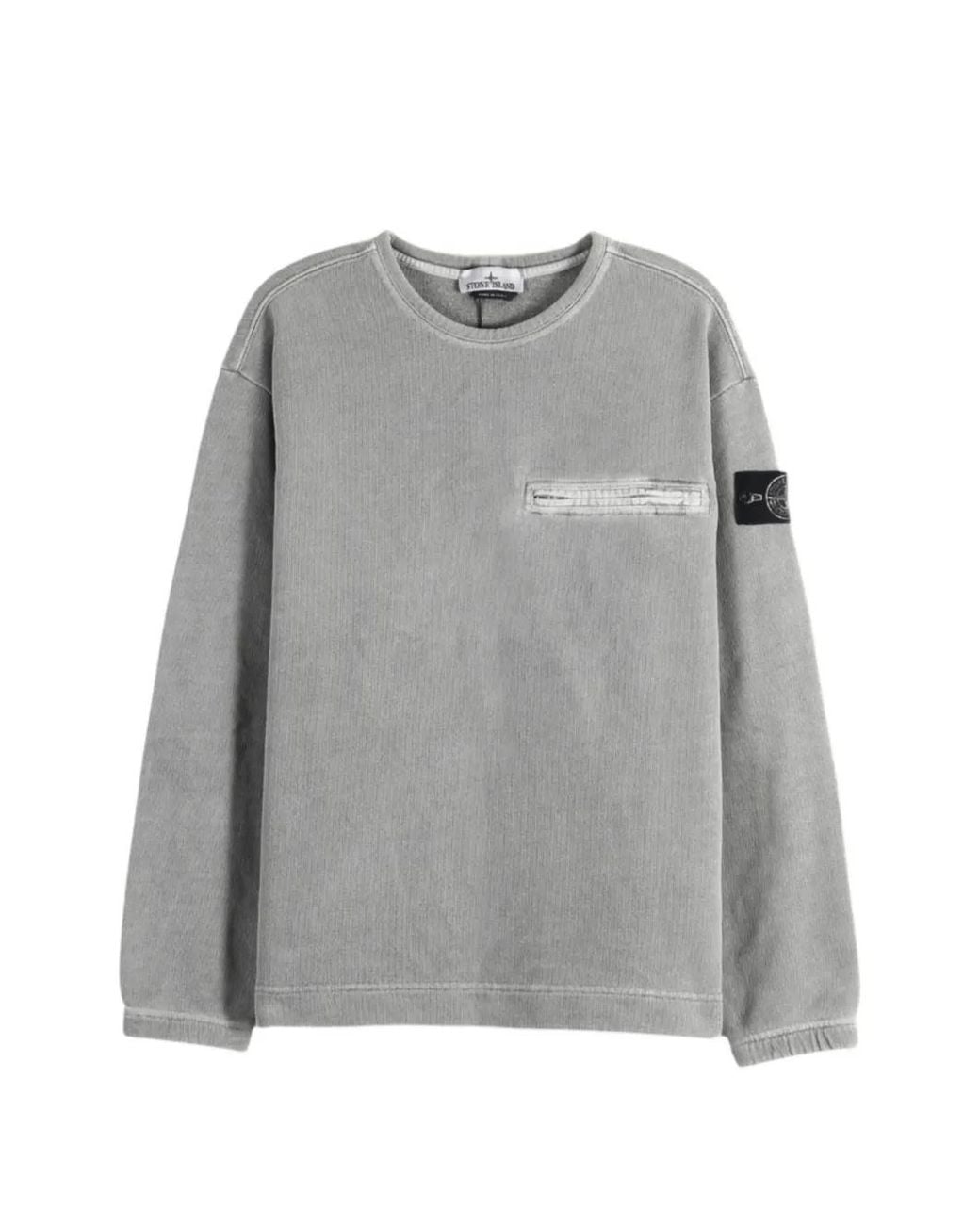Stone Island Gray 6100028 Mineral Dyed Cotton Fleece Sweatshirt for men