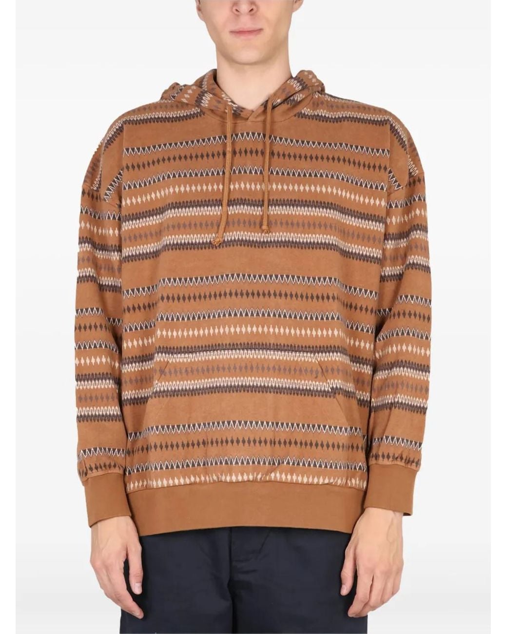 Universal Works Brown Striped Hoodie for men